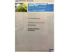 SAP Business One 最佳业绩贡献奖